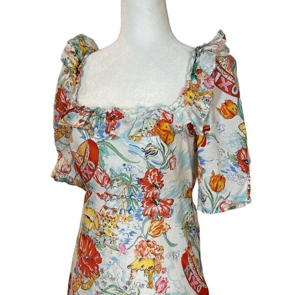 Rixo Camile Ruffle Mini Dress Multicolor in 8 Womens Linen ruffle - Picture 7 of 16